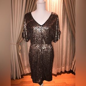 French Connection Gold Sequence Dress Medium Size NYE